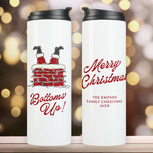 Santa Bottoms Up Funny Christmas Holiday Thermal Tumbler