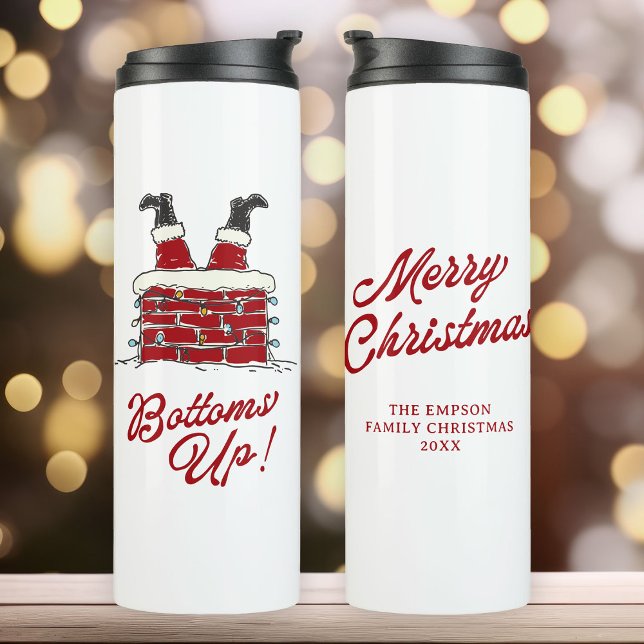 Santa Bottoms Up Funny Christmas Holiday Thermal Tumbler (Creator Uploaded)
