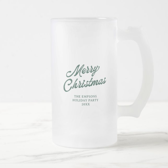 Santa “Bottoms Up” Funny Holiday Party Gift Frosted Glass Beer Mug (Right)