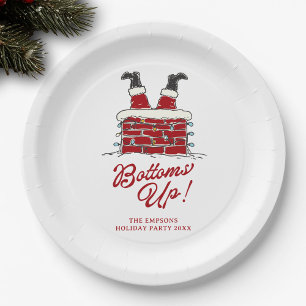 Santa Bottoms Up Funny Holiday Party Paper Plates