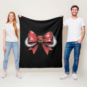 Santa Bow Noel Santa Coquette Christmas Holiday Fleece Blanket