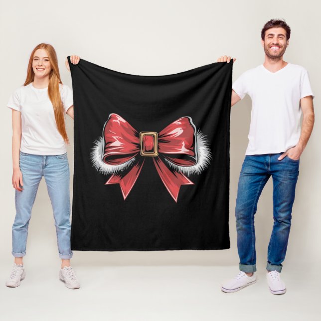 Santa Bow Noel Santa Coquette Christmas Holiday  Fleece Blanket (In Situ)