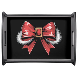Santa Bow Noel Santa Coquette Christmas Holiday Serving Tray