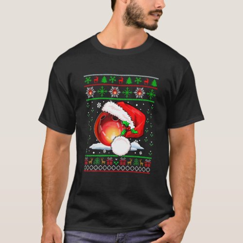 Santa Bowling Ball Christmas Costume Player Family T_Shirt