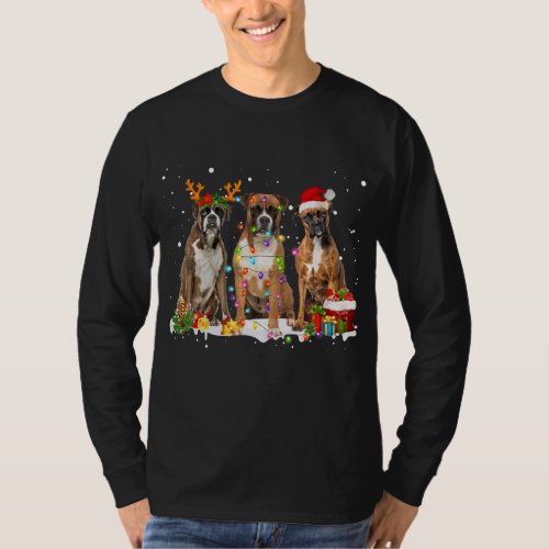 Santa Boxer Dog Gorgeous Reindeer Christmas T_Shirt