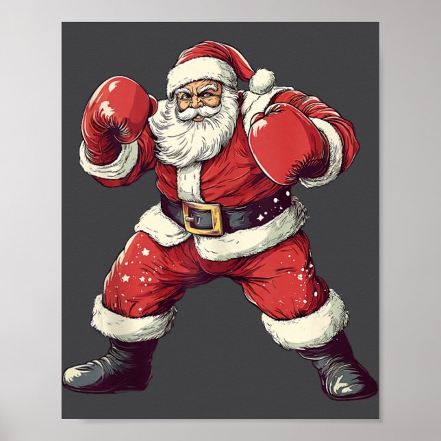 Santa Boxing Lover Funny Mma Muay Thai Boxer Chris Poster (Front)