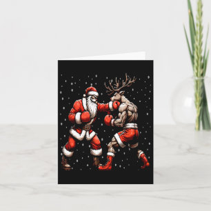 Santa Boxing Reindeer Christmas Sweater  Card