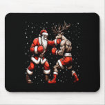 Santa Boxing Reindeer Christmas Sweater  Mouse Pad