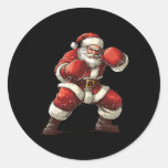 Santa Boxing Xmas Mma Muay Thai Lover Boxer Christ Classic Round Sticker