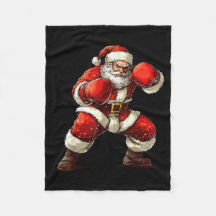 Santa Boxing Xmas Mma Muay Thai Lover Boxer Christ Fleece Blanket