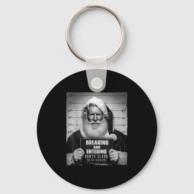 Santa Breaking Entering Mugshot Funny Christmas Ho Keychain (Front)