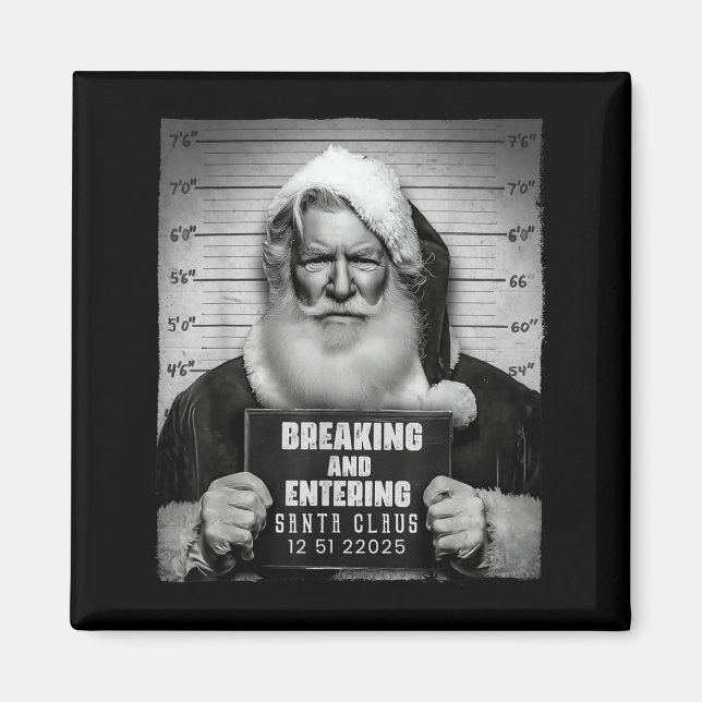 Santa Breaking Entering Mugshot Funny Christmas Ho Magnet (Front)