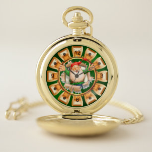 Santa Breaking Through ~ Merry Christmas ~ Pocket Watch
