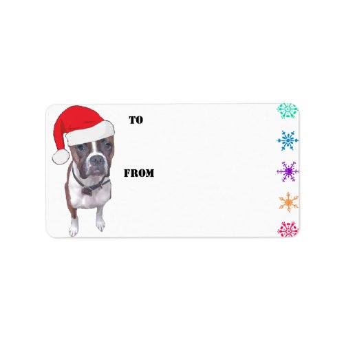 Santa Brindle Boxer Gift Tags