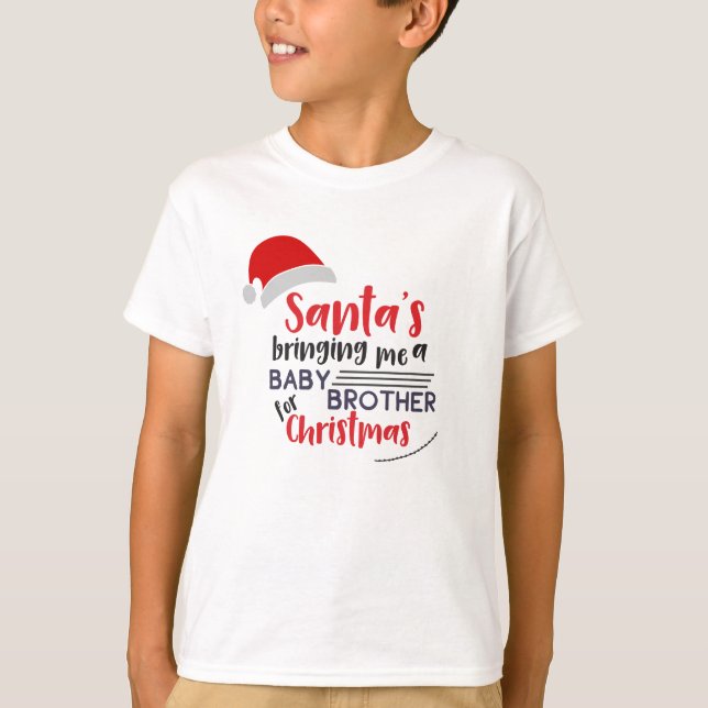 Santa Bringing Baby Brother Shirt - Kids Christmas (Front)