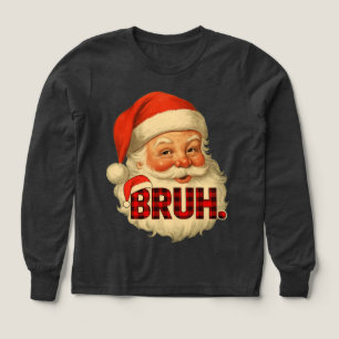 Santa Bruh Funny Christmas Pajamas Red Plaid Xma Tri-Blend Shirts