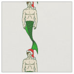 santa brunette merman ugly christmas mermaid fabric