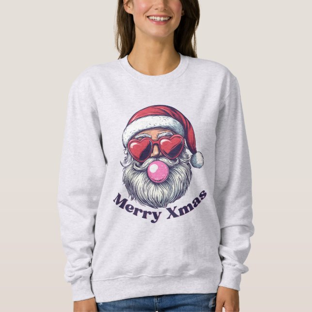 Santa Bubble Gum Ugly Merry Xmas Sweatshirt (Front)