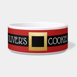 Santa Buckle Personalized Name Cat or Dog Bowl