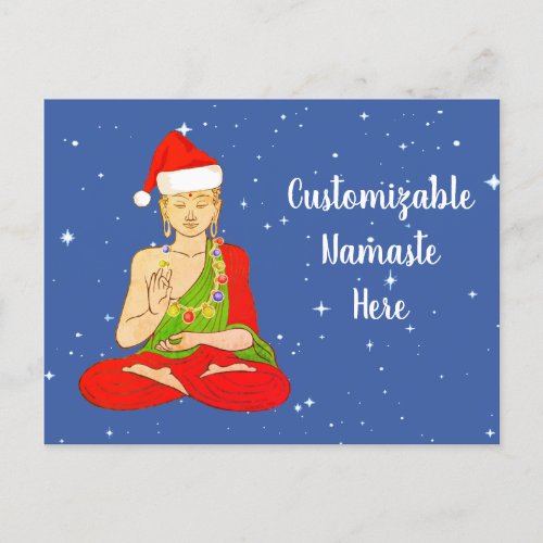 Santa Buddha Namaste Customizable Holiday Postcard