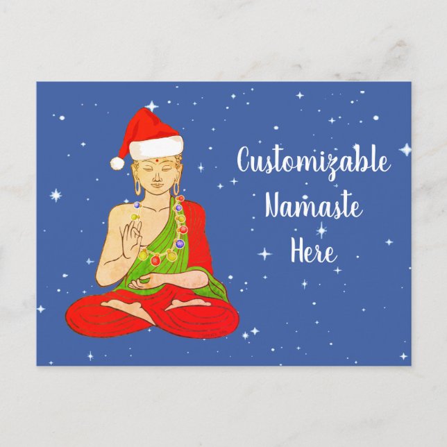 Santa Buddha Namaste Customizable Holiday Postcard (Front)