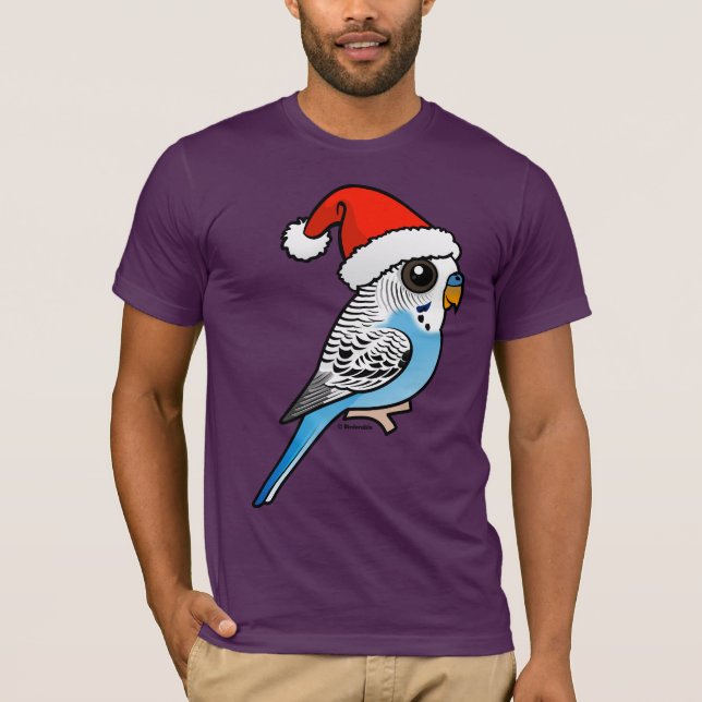Santa Budgie Blue T-Shirt (Front)