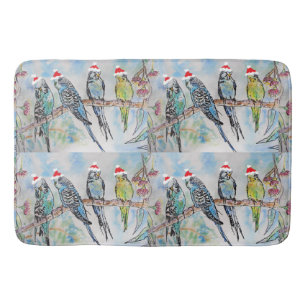 Santa Budgie Budgies Floral Pattern Tissue Paper Bath Mat