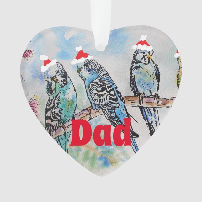 Santa Budgie Parrot Budgies dad Father Ornament (Front)