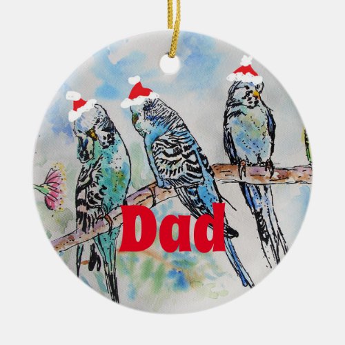 Santa Budgie Parrot Budgies dad Father Ornament