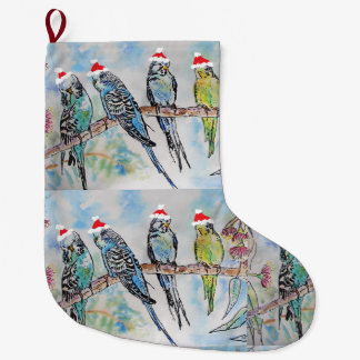 Santa Budgies Budgie bird Christmas Stocking
