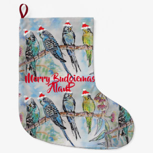Santa Budgies Budgie bird Christmas Stocking