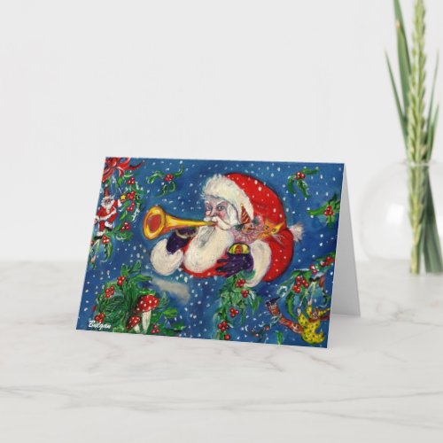 SANTA BUGLER  MUSICAL CHRISTMAS NIGHT HOLIDAY CARD