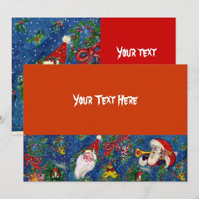SANTA BUGLER MUSICAL CHRISTMAS NIGHT HOLIDAY PARTY INVITATION (Front/Back)