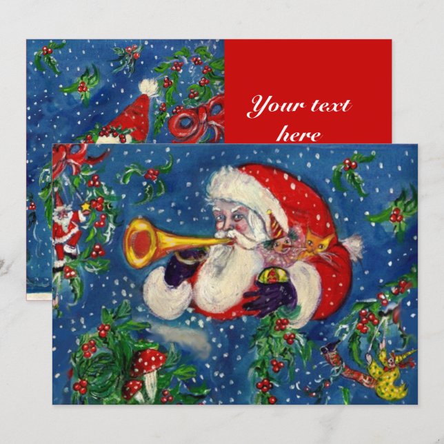 SANTA BUGLER MUSICAL CHRISTMAS NIGHT HOLIDAY PARTY INVITATION (Front/Back)