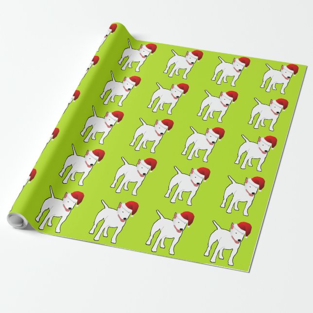Santa Bull Terrier Wrapping Paper (Unrolled)