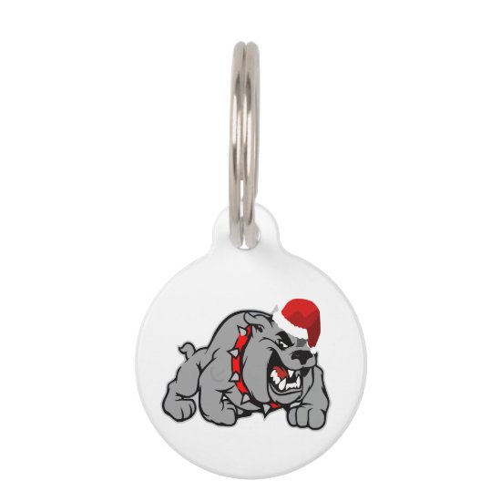 Santa bulldog pet ID tag