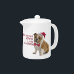 Santa Bulldog Teapot<br><div class="desc">This Santa Bulldog Christmas Teapot is a great gift for any English Bulldog lover. Complete a set with Santa Bulldog mugs & coasters.</div>