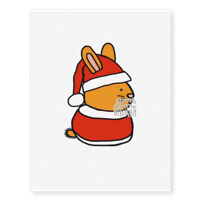 Santa Bunny Old | Cute Bunny Rabbit Gift Temporary Tattoos (Front)