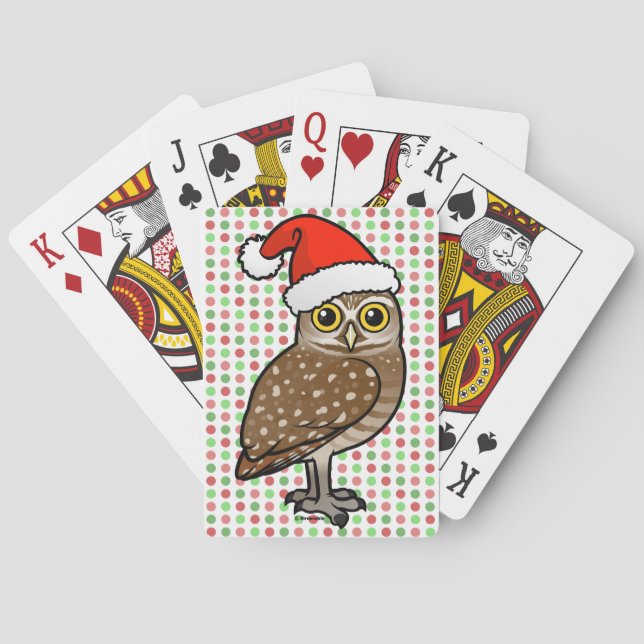 Santa Burrowing Owl Poker Cards (Back)