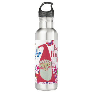 Santa Butterflies Ho Ho Ho: Whimsical Nature Chris Stainless Steel Water Bottle