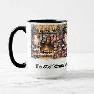 Santa by Fireplace Christmas Stockings Mug