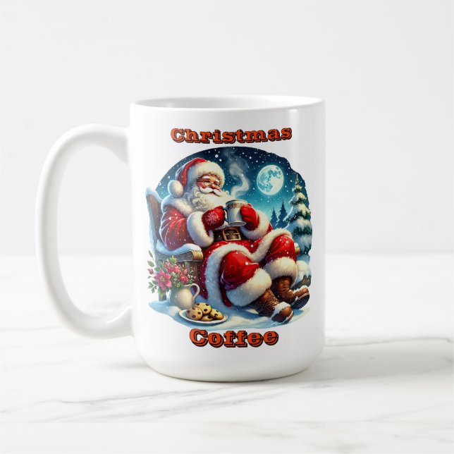 Santa by the Cozy Fireplace Coffee Mug (Left)