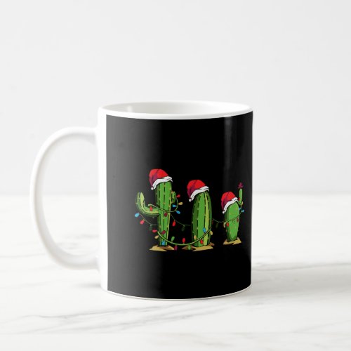 Santa Cactus Christmas Lights Funny Family Matchin Coffee Mug