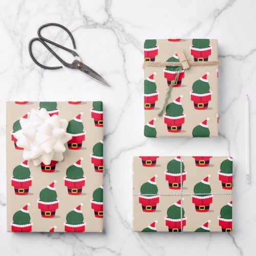 Santa Cactus Christmas Wrapping Paper Sheets
