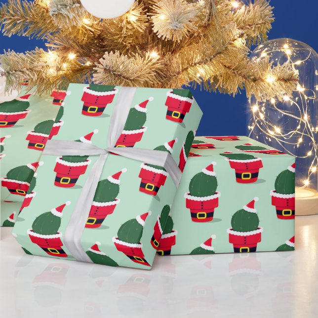 Santa Cactus Holiday Christmas Wrapping Paper (Holidays)