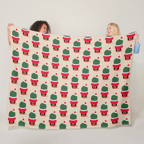 Santa Cactus Holiday Desert Christmas Fleece Blanket