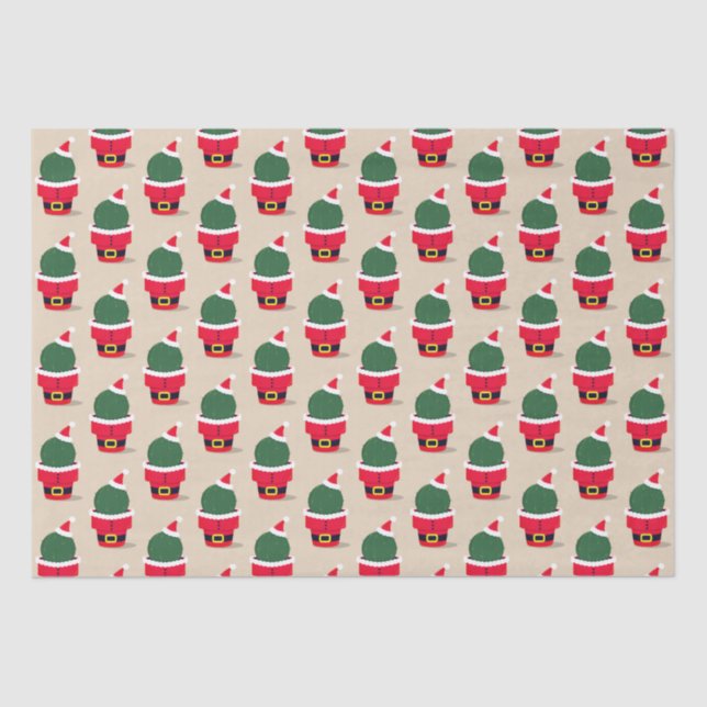 Santa Cactus Holiday Desert Christmas Tissue Paper (Front)