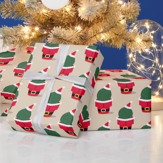 Santa Cactus Holiday Desert Christmas Wrapping Paper (Holidays)