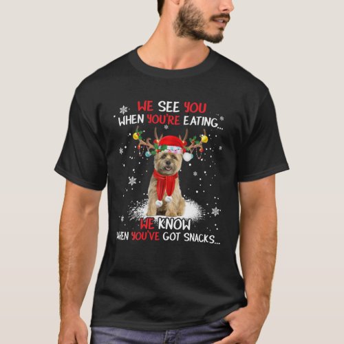 Santa Cairn Terrier Reindeer Light Christmas Pajam T_Shirt