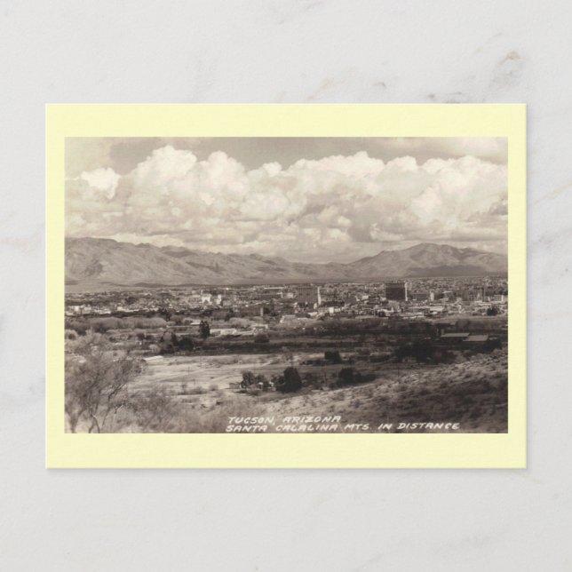 Santa Calalina Mts, Tucson, Arizona Vintage Holiday Postcard (Front)